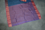Dark Blue Emboss Silk Saree with Semi Silk Border and Traditional Floral Weave Design