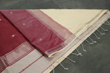 Eswari Textiles Maheswari Silk Cotton Saree with Butta & Zari Border, Cream Body, Blouse Piece Included
