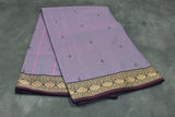 Pale Lavender Poly Cotton Saree with Woven Gold-Thread Border and Butta Motifs Saree JCS Fashions
