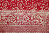 Ajmera Fashion Pink Banarasi Handloom Satin Saree with Floral Woven Embroidered Print and Blouse