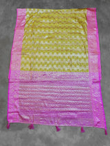 Madhumita Designer Cotton Organza Saree with Stone Work, Mustard Floral Pallu and Blouse