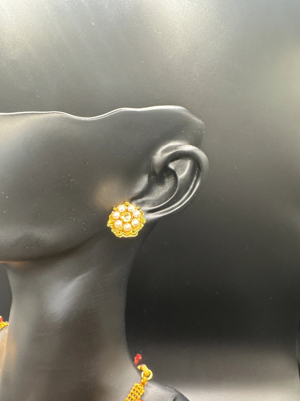 Gold-Tone Maroon Bead Necklace Set with Matching Stud Earrings, Lightweight Traditional Indian Fashion Jewellery Jewelry JCS Fashions