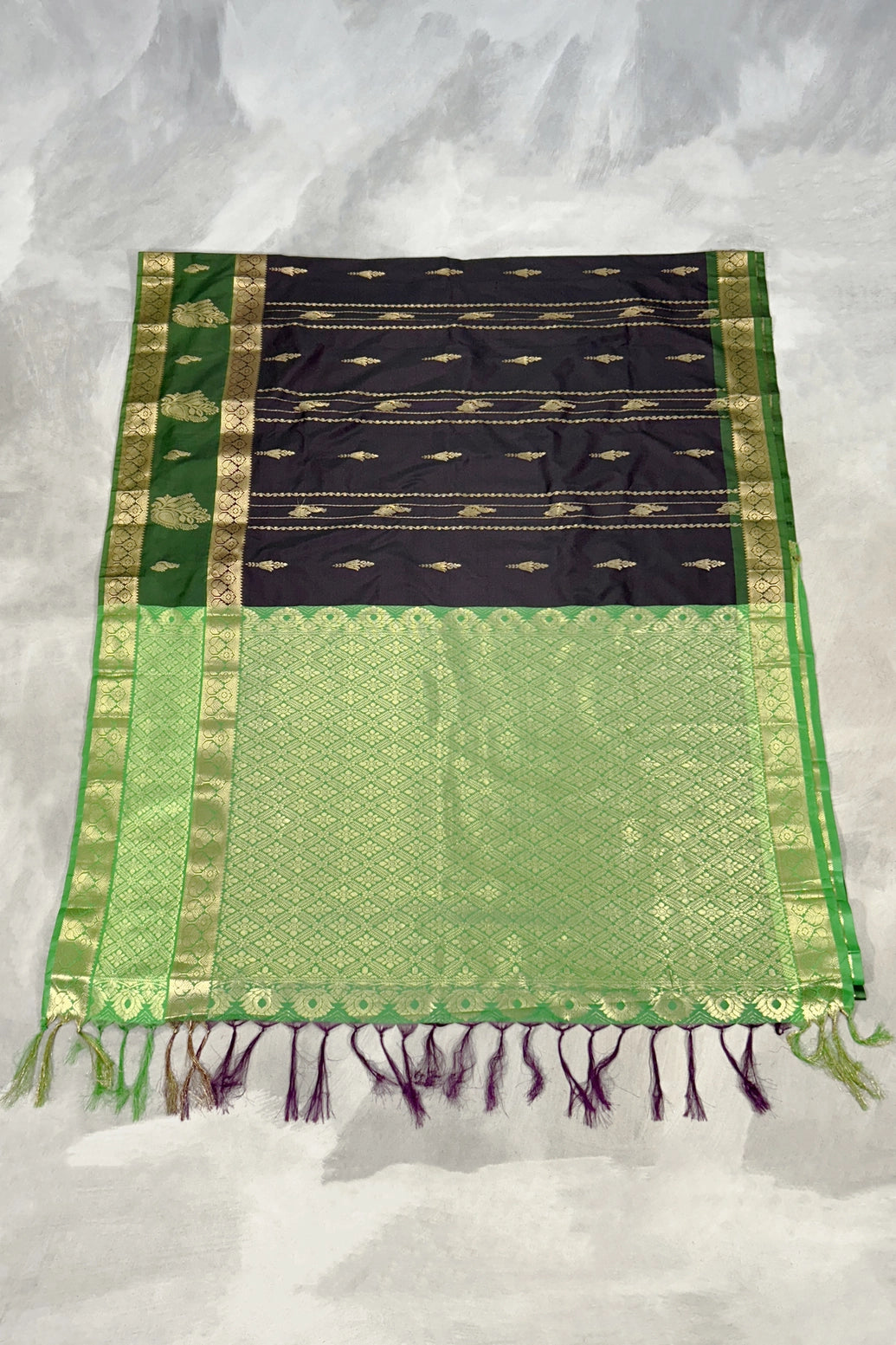 Brown Pure Silk Saree with Heavy Pallu and Border and Blouse Piece | Traditional Party Wear with Silk Look