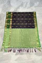 Brown Pure Silk Saree with Heavy Pallu and Border and Blouse Piece | Traditional Party Wear with Silk Look