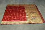 Maroon Paithani Pure Silk Saree Peacock Pallu Zari Woven Design Border With Butti