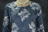 Navy Blue Cotton 2-Piece Kurta Set with Printed Floral Design
