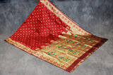 Maroon Paithani Pure Silk Saree with Zari Woven Peacock Pallu and Design Border