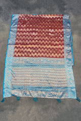 Madhumita Fancy Designer Maroon Cotton Organza Saree with Floral Pallu and Stone Work