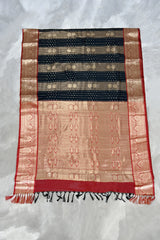 Pure Silk Saree with Heavy Pallu and Border, Silk Mark Included Saree with Blouse Piece