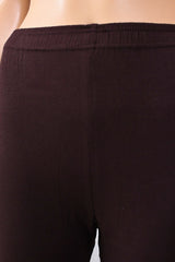 Dark Brown 4-Way Lycra Cotton Leggings with Silicon Wash Finish, Thick Skin-Tight Fit for Daily Wear