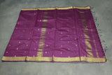 Purple Silk Cotton Saree with Zari Border and Comes with Blouse