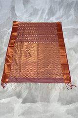 Onion Pink Korvai Soft Silk Saree with Gold Zari Buttas and Traditional Floral Border