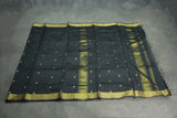 Black Silk Cotton Saree with Zari Border and All-Over Diamond Buti, Comes with Blouse