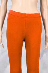 Neon Orange 4-Way Lycra Ankle-Length Leggings for Women, Smooth Silicon Wash Finish