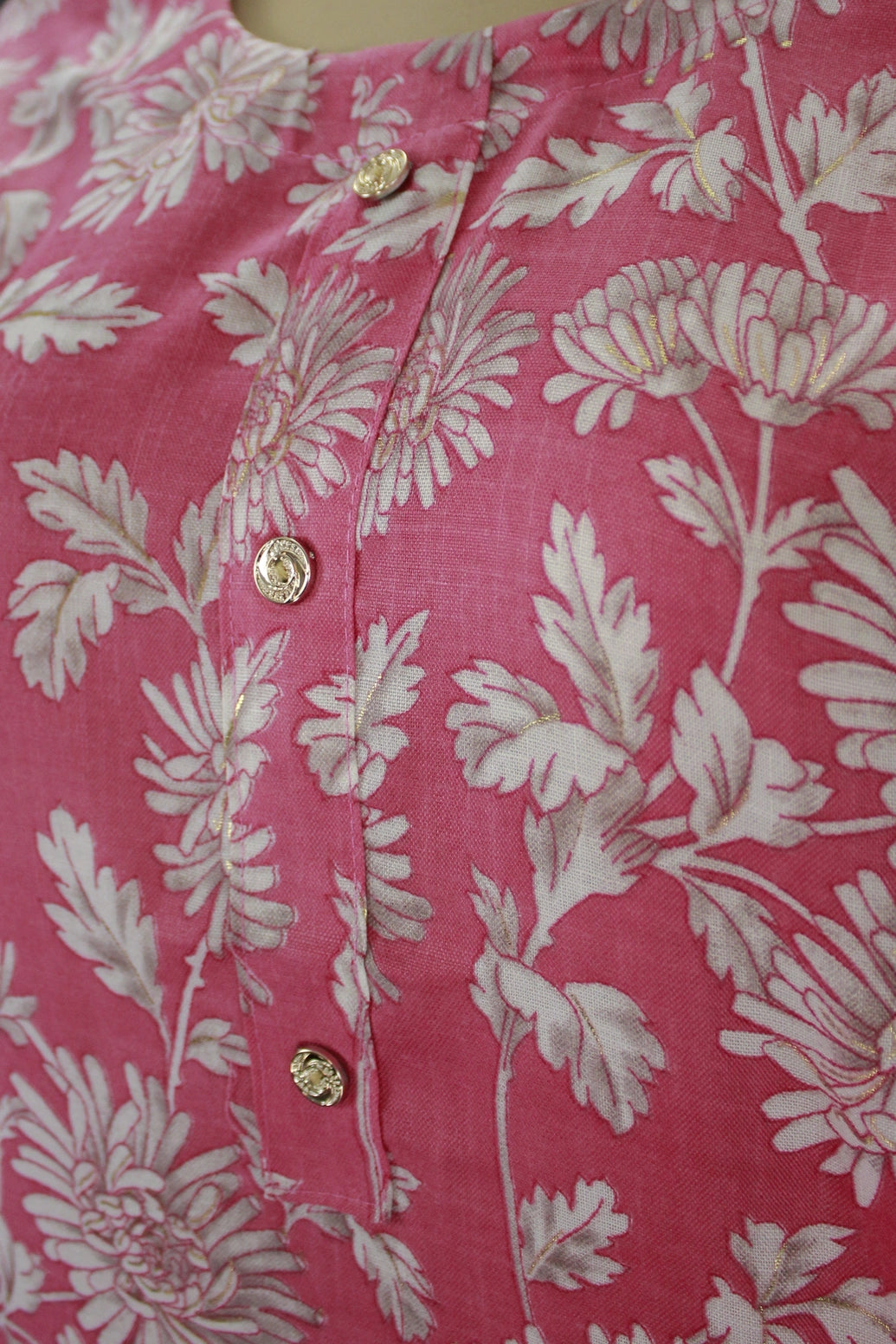 Cotton Pink Kurta Set with Floral Design for Women