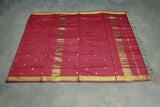 Red Silk Cotton Saree with Zari Border and Matching Blouse, Traditional Nayanthara Style