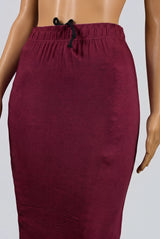 Maroon Shapewear Petticoat Skirt with Side Cut, Adjustable Drawstring Waist for Women
