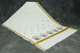White Kerala Cotton Saree with Gold Zari Border and Peacock Embroidery | Blouse Piece