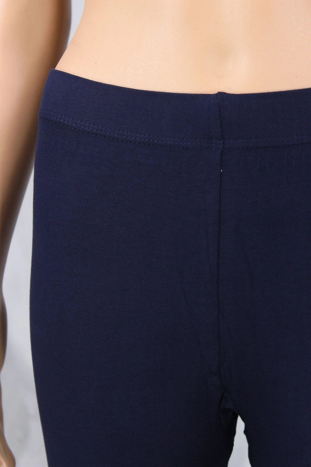 Dark Navy Blue Ankle Length 4 Way Lycra Leggings, Silicon Wash Finish for Smooth Look