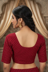 Pink Leheriya Print Readymade Designer Stretchable Blouse, Fully Stitched, Elbow Sleeve