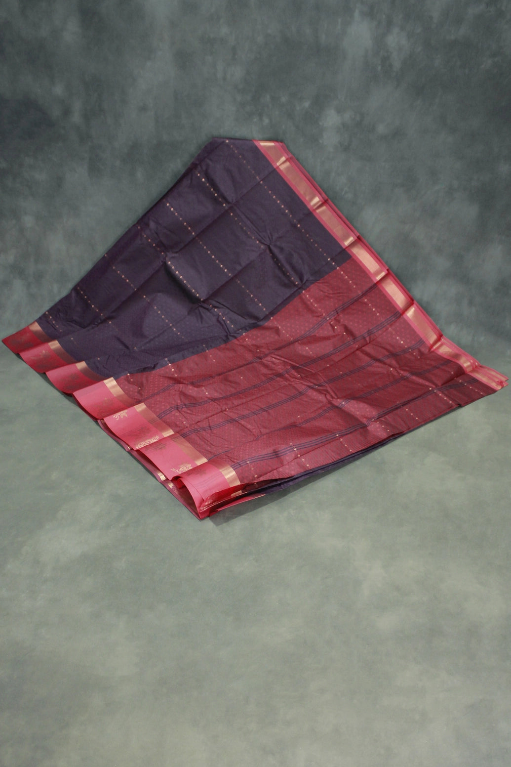 Purple Emboss Silk Saree with Floral Design Satin Border and Blouse
