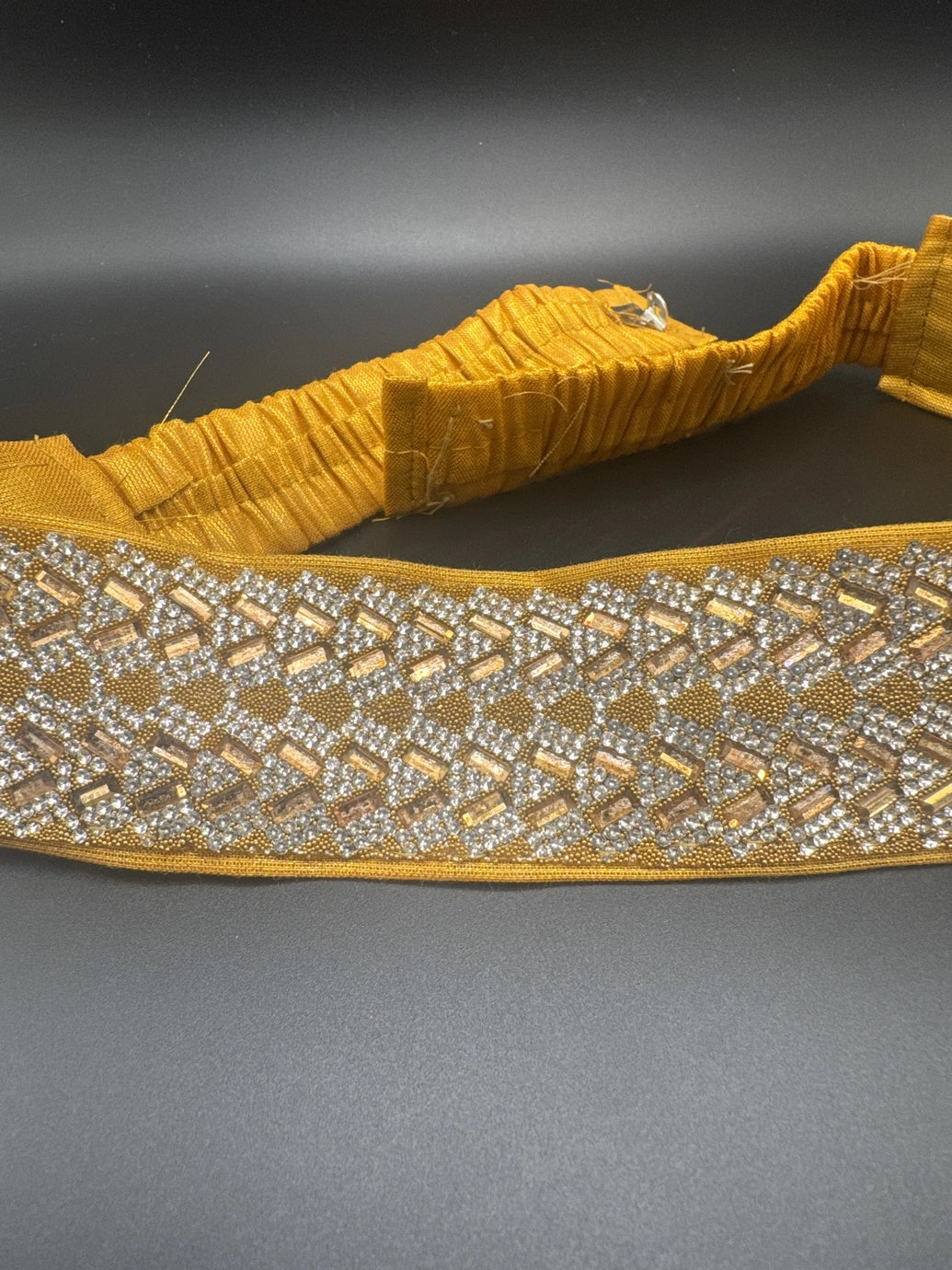 Gold-Tone Crystal Embellished Elastic Hip Belt — Ethnic Kamarbandh for Sarees & Lehengas Jewelry JCS Fashions