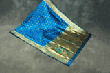Peacock Blue Paithani Pure Silk Saree with Zari Woven Pallu & Border, Patterned Body and Butti Work