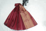 Maroon Silk Cotton Saree with Zari Border and Matching Blouse for Traditional Festive Wear