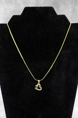 Gold-Tone Textured Chain Necklace with Heart Pendant for Women | Fashion Jewellery