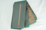 Seaweed Green Silk Cotton Saree with Zari Border and Blouse Piece, Border Less Design