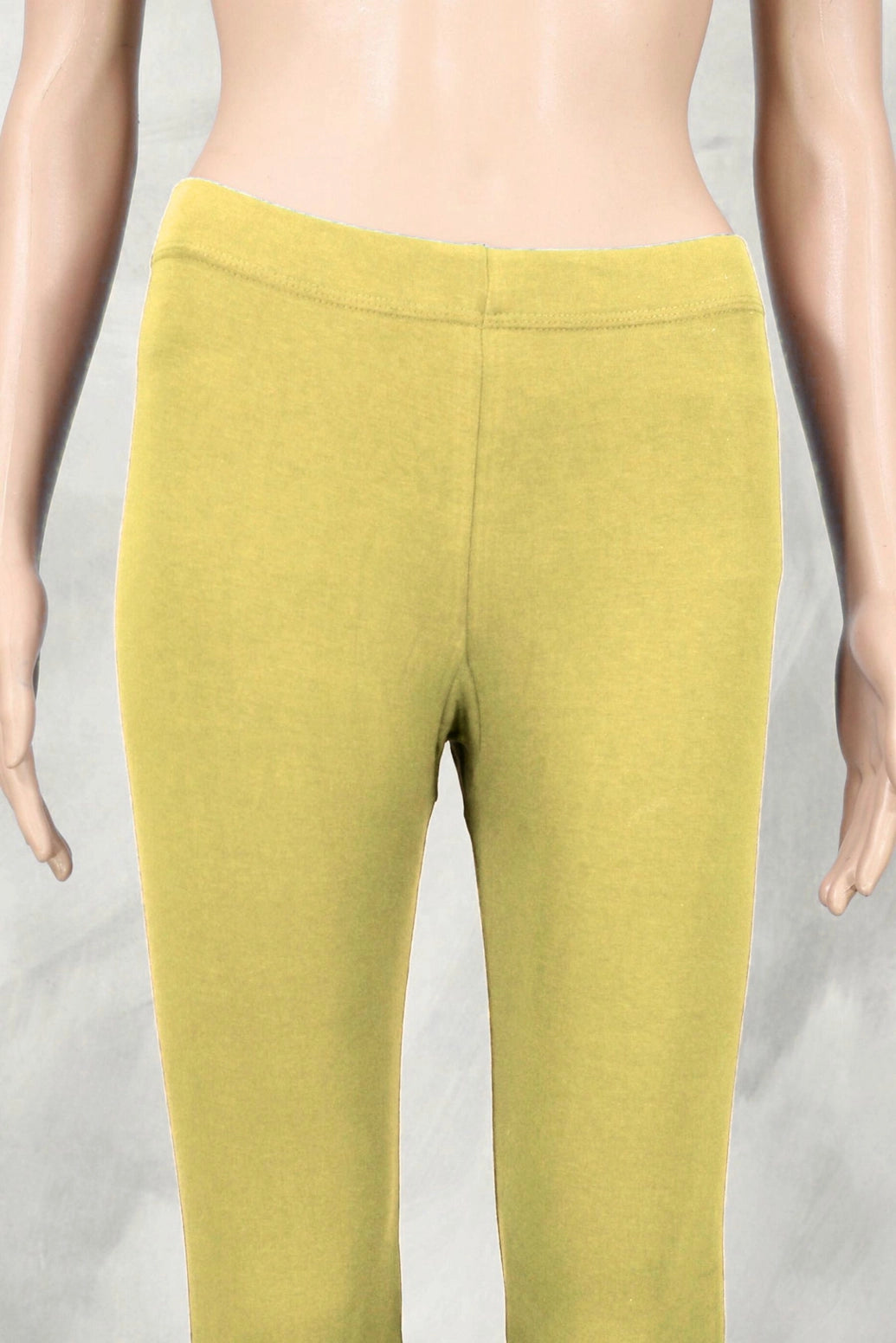 Pastel Yellow Ankle Length Leggings for Women, 4-Way Lycra, Silicon Wash Finish, Stretch Fit