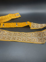 Gold-Tone Crystal Embellished Hip Belt with Elastic Back and Multiple Hook Closures for Traditional Ethnic Wear Jewelry JCS Fashions