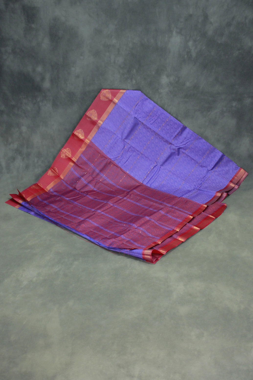 Dark Lavender Emboss Silk Saree with Floral Design and Satin Border, Comes with Blouse