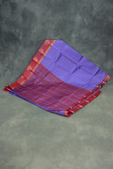 Dark Lavender Emboss Silk Saree with Floral Design and Satin Border, Comes with Blouse