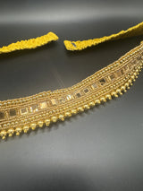 Traditional Gold-Tone Mirror & Bead Embellished Hip Belt (Kamarbandh) - Adjustable Ethnic Waist Jewellery Jewelry JCS Fashions