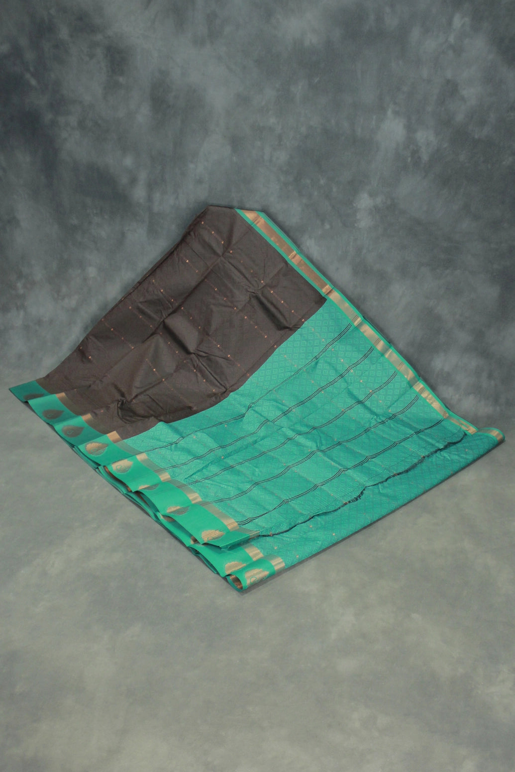 Dark Brown Semi Silk Embossed Saree with Floral Design and Satin Border, Includes Blouse