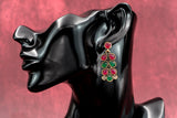 Maroon & Red Gold-Tone Teardrop Leaf Earrings with Antique Finish for Festive Wear Jewelry JCS Fashions