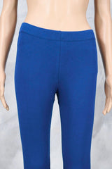 Women’s Bright Royal Blue Ankle Length 4-Way Lycra Leggings with Silicon Wash Finish