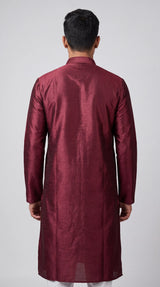 Men's Wine Burgundy Self-Textured Kurta, Royal Look (Pareek) for Festive & Daily Wear