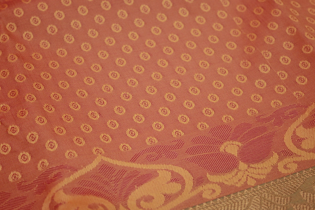 Orange Emboss Silk Saree with Traditional Border Design, Semi Silk Festive Wear for Women