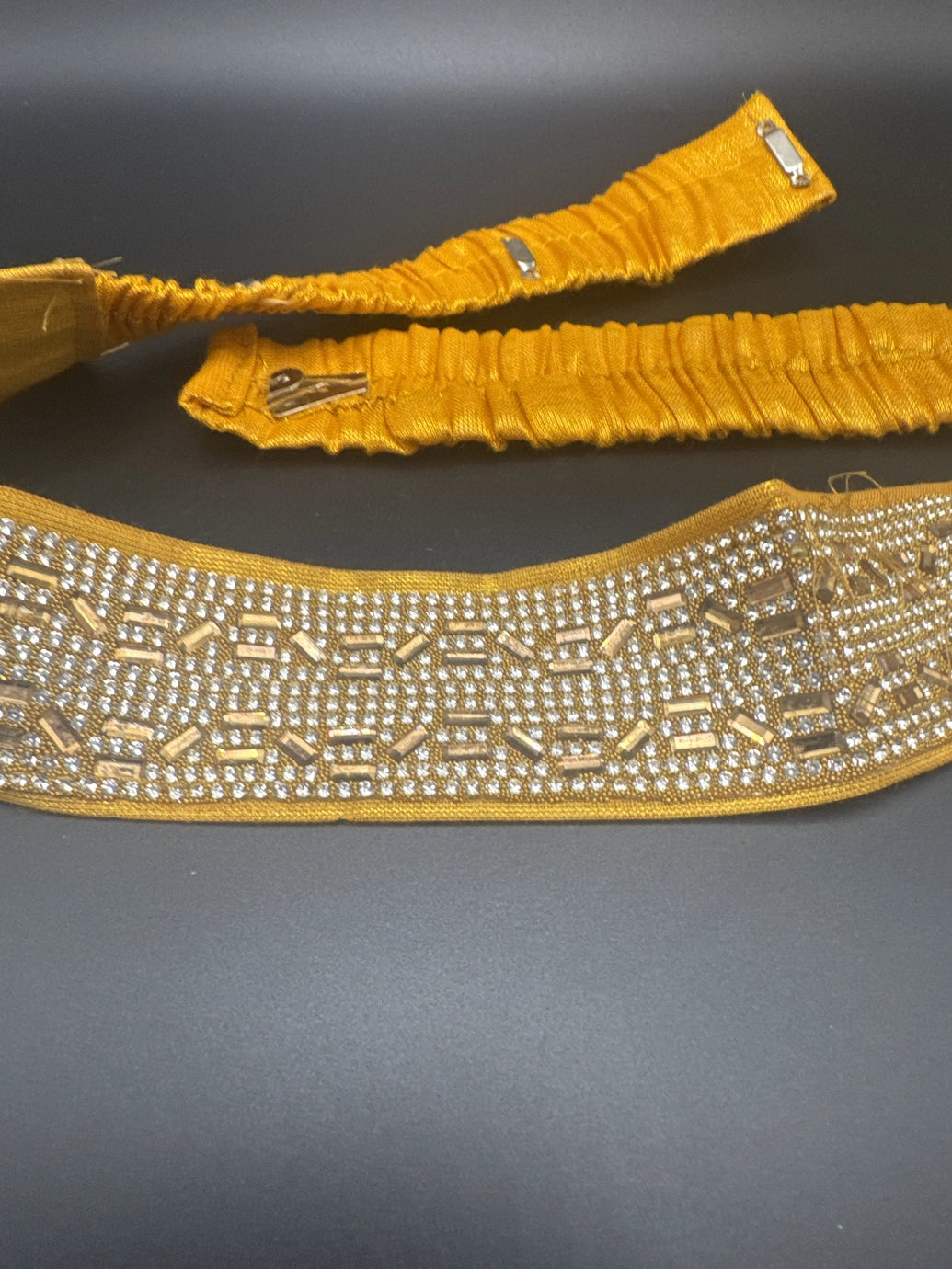 Gold-Tone Crystal Embellished Adjustable Hip Belt - Ethnic Waistband for Saree, Lehenga & Traditional Wear Jewelry JCS Fashions