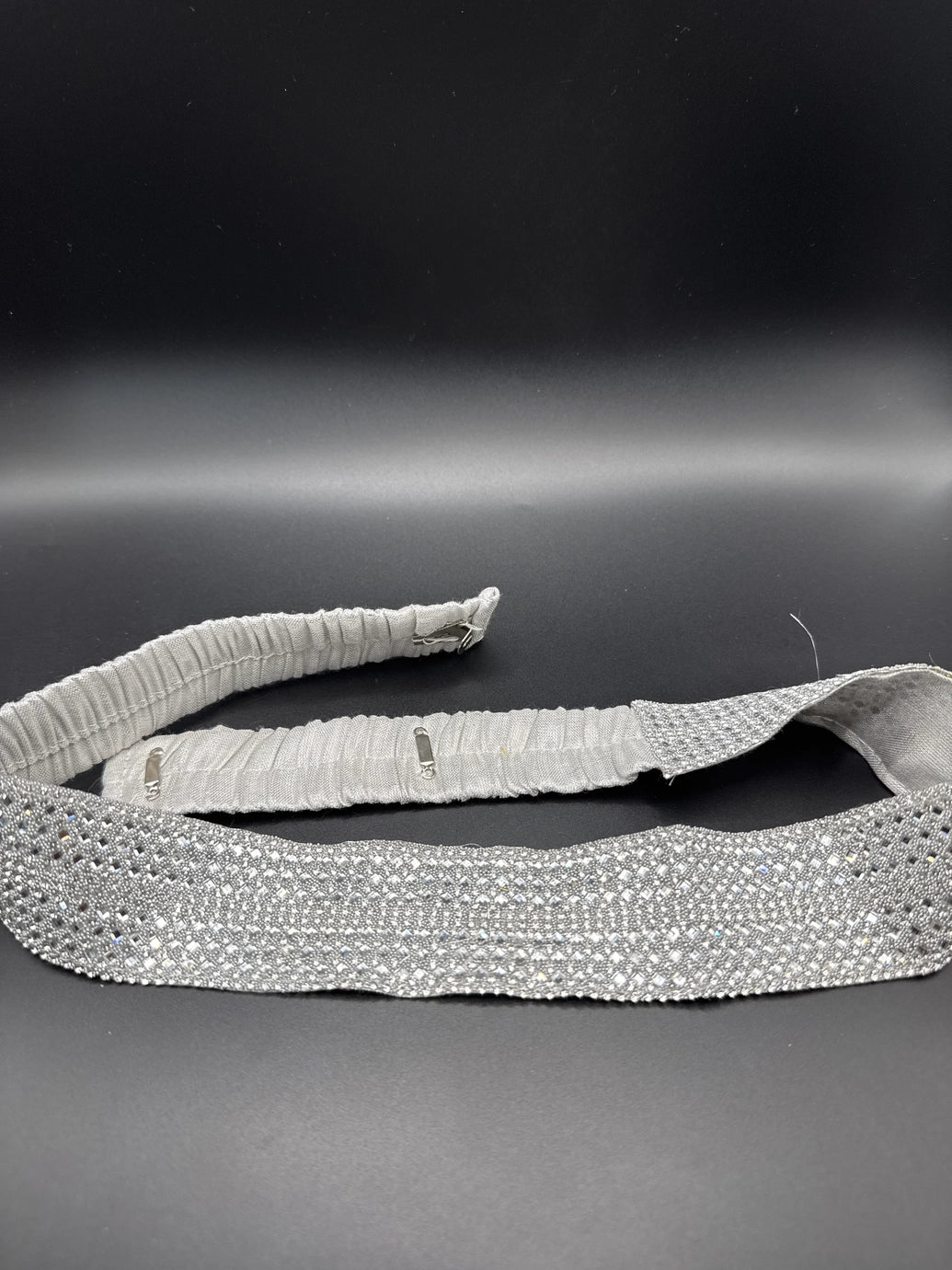 Silver Crystal Embellished Hip Belt – Elastic Adjustable Waist Chain with Hook Closures Jewelry JCS Fashions