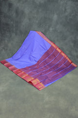 Lavender Emboss Silk Saree with Floral Design and Satin Border, Comes with Blouse