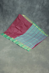 Maroon Emboss Silk Saree with Floral Design Satin Border and Blouse