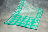 Green Coconut Silk Saree with Jhumka Design Pallu & Border, Comes with Blouse