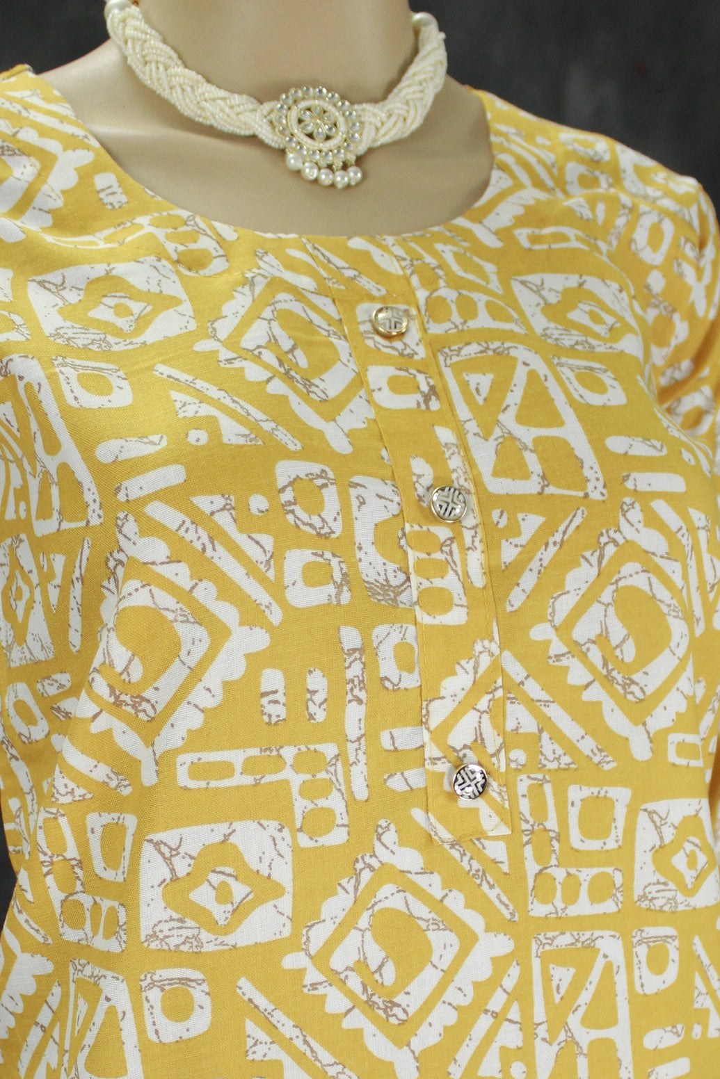 Yellow Cotton Kurta Set with Printed Design