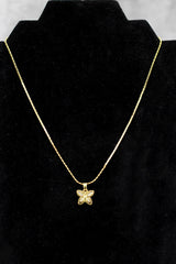 Gold-Tone Butterfly Pendant Necklace, Textured Chain Fashion Jewellery for Women