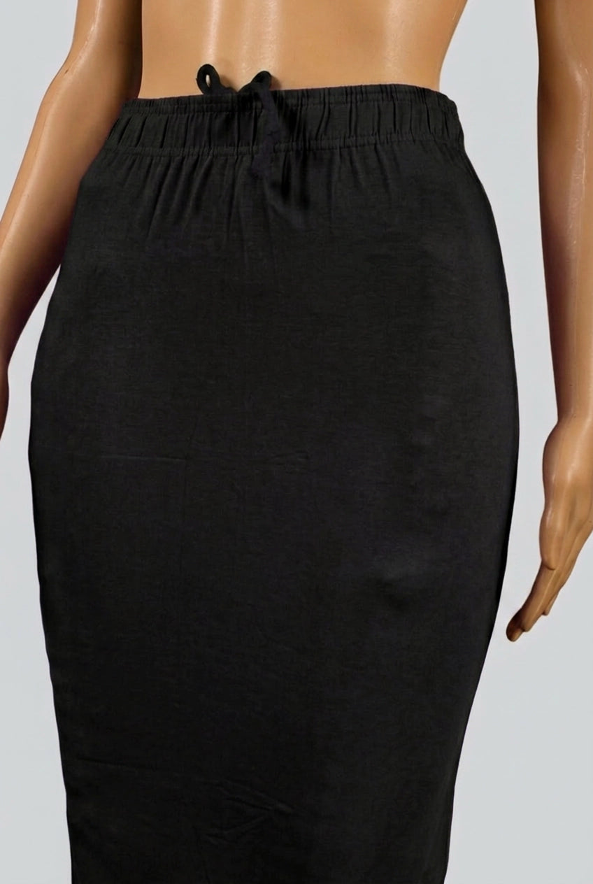 Black Lycra Petticoat with Side Cut for Shapewear Fit - Inskirt