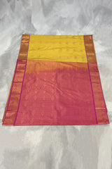 Yellow Korvai Soft Silk Saree with Delicate Gold Zari Buttas and Floral Border