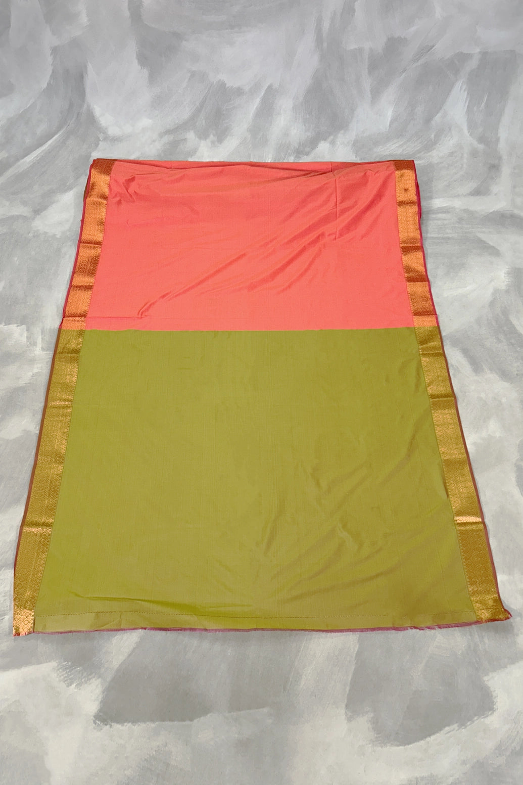 Coral Soft Silk Saree with Delicate Gold Zari Buttas and Floral Border, Saree for Women